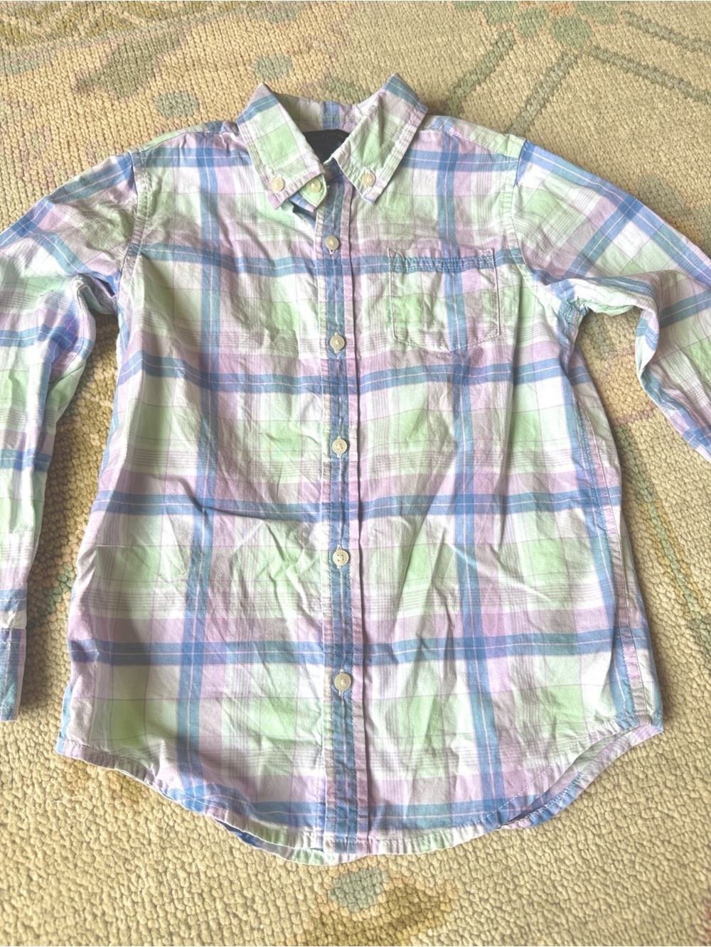 Pastel Plaid Button-Down Shirt - Multi Pastel Colors size 6